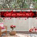 Will You Marry Me Banner 118 x 20 Inch Proposal Theme Wall Backdrop for Home Party Porch Fence Event Romantic Celebration Decor Indoor Outdoor Background Holiday Event Banner