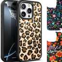 IYH for iPhone 15 Pro Max Case with 3 Interchangeable Magnetic Back Covers, Military-Grade Protection | Wireless Charging Compatible, Floral Pattern, Black
