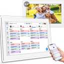 Digital Calendar Wall Touch Screen, 15.6 Inch Smart HD Electronic Calendar for Family & Chore Chart with Meal Planner, Built-in Digital Photo Frame, Gift for Parents & Kids, Desk Stand & Refills (White)