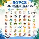 3 x Stickers for Kids - 50 PCS Cute Animal Stickers | Water Bottle Scrapbook Stickers Toys Games Crafts for Boy Girl Toddlers - Activities Party Supplies Favors Teacher Prizes Rewards Gifts for Classroom