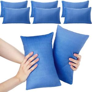 Geelin 6 Pack Small Pillows for Travel 7"x11" Mini Pillows Bulk with Zipper Epe Foam Soft Machine Washable Tiny Cushion for Sleeping Airplane Car Neck Lumbar Nap Pets (Classic, Blue)