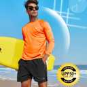 NORTHYARD Men's Sun Protection Shirts UPF 50+ Long Sleeve Swim Rash Guard Shirt Running Workout Athletic Hiking UV Fishing (Orange, M)