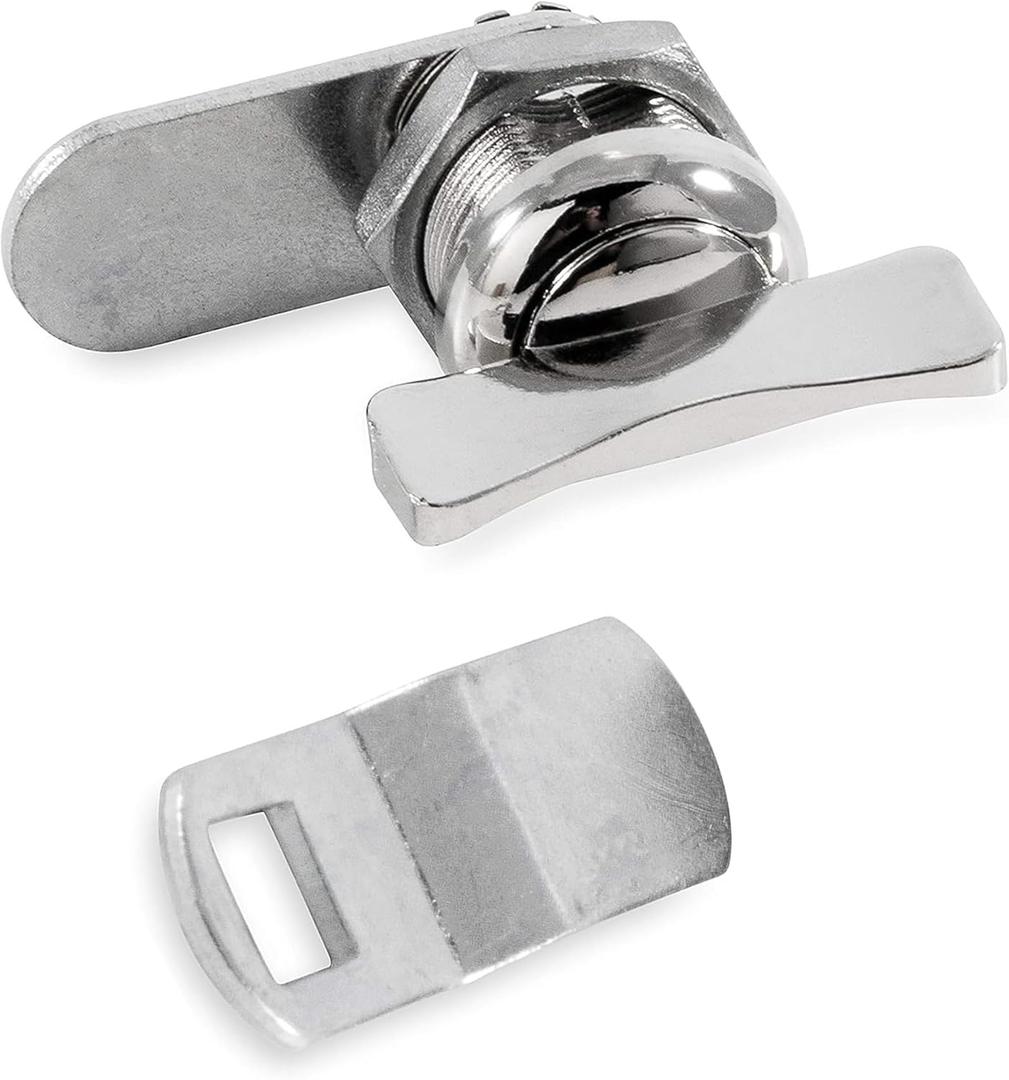 Camco Offset Cam Lock | Features an Easy Turn Thumb-Operated Style Lock, Includes a 5/8-Inch Offset and a Straight CAM, and Designed for New/Replacement Installations on RVs, Boats, and More (44333)