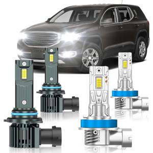 Compatible with GMC Acadia 2013-2019 Fog Bulbs, High&Low Beam Fog Light Bulbs Combo, 800% Super Bright 6000K Cool White, Plug and Play, Pack of 4