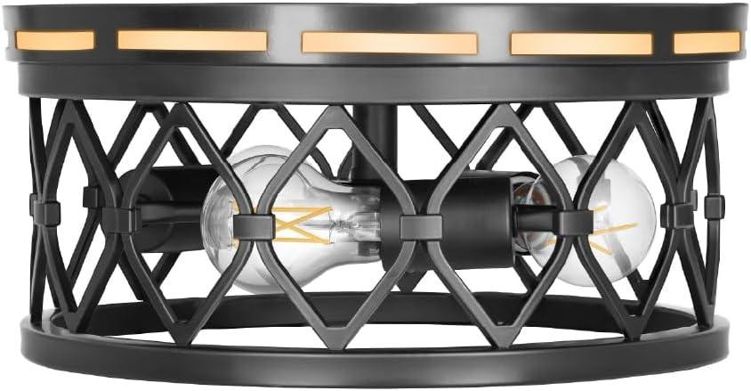 Sylvania 13" Flush/Semi-Flush Fixture with 90 Lm Integrated Nightlight, 3-Bulb Light, Hardwire, Indoor, Black Matte Finish - 1 Pack (63584)