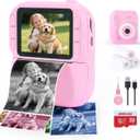 Kids Camera Instant Print – Digital Camera with Thermal Paper, 1080P HD Video, Selfie Lens, 32GB SD Card, MP3 Player, Games – Cool Birthday Gift for Boys & Girls Ages 3-12 (Pink)