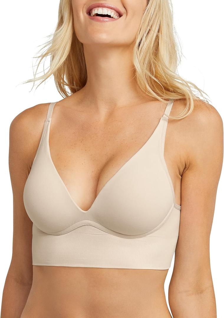 Maidenform Women's Seamless Lift, Wireless Long-Line Convertible Tank-Style Bralette, Sandshell, Small