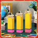 Yuntau 3 Pcs Back to School Table Decor Wooden Pencil Block Signs Rustic Farmhouse wood Pencil Tabletop Centerpieces for The First Day of School Home Classroom Desk Shelf Tiered Tray Decor