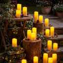 Funtery 24 Pcs Waterproof LED Candles with 4 Remote and Timers, Outdoor Flickering Flameless Candles Realistic Battery Operated Pillar Candles for Wedding Halloween Christmas Home Decorations, 4 Sizes