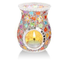 Lyellfe 1 Pack Essential Oil Burner, Fragrance Oil Warmer, Decorative Tealight Candle Holder, Incense Aromatherapy Oil Diffuser, Scented Wax Warmer for Gift Home Table Decor, Mosaic Glass