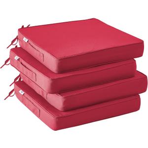 Outdoor Chair Cushions Set of 4,Waterproof Outdoor Seat Cushions for Patio Furniture,Patio Chair Cushion with Handle and Ties, Square Out Door Chair Pads,19" x 19" x 3", Burgundy