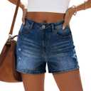 KISSMODA Denim Shorts Women Trendy Button Summer Cut Off Short Womens Jean Shorts High Waisted Denim Hot Ripped Shorts (Medium)