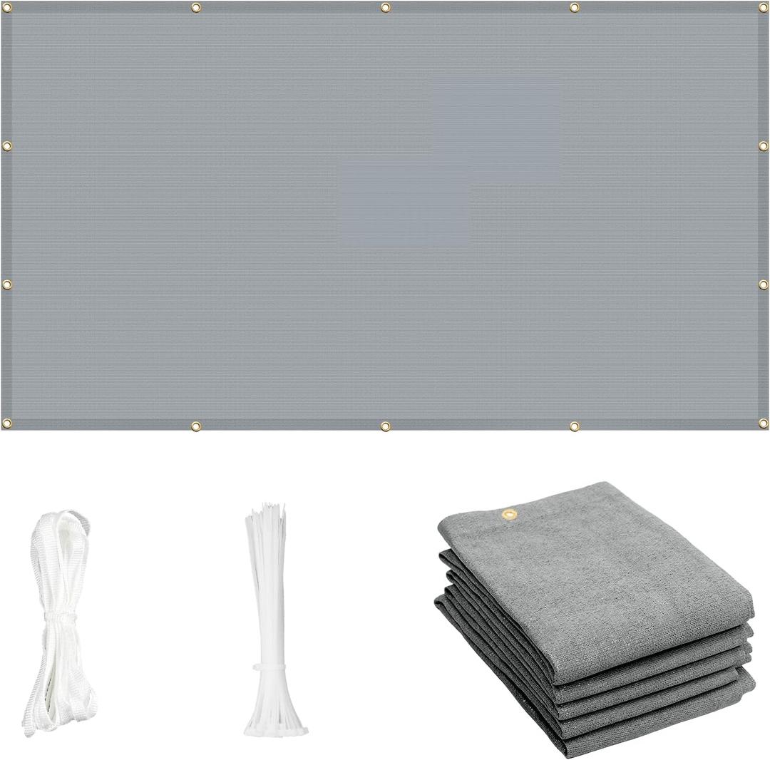 Cool Area Sun Shade Cloth with Grommets 4×10 FT Shade Panel Shade Tarp Screen Fabic for Outdoor Patio Pergola Cover Deck Garden, Silver