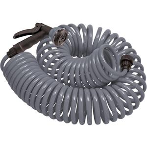 Orbit 27560 Coil Garden Hose, 50 Feet, with 8-Pattern Hose Nozzle (Gray)