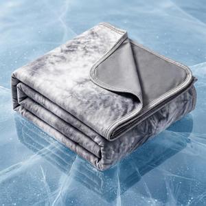 Topcee Cooling Throw Blanket for Night Sweats Decorative Tie Dye, Absorbs Heat to Keep Cool on Warm Nights, Q-Max 0.5 Cooling Blankets for Hot Sleepers, Cool Lightweight Sofa Throw Blanket (50"x70") (Grey Watercolor)