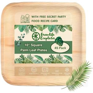 Green life Ecoplates 10" Square Palm Leaf Plates 45 Pack
