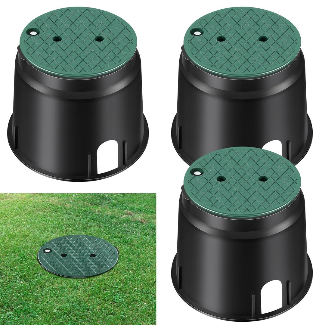 Tandefio 3 Pcs 910 Electrical Splice Box 10 Inch Diameter Underground Electrical Junction Box Inground for Outdoor Wiring Splices (Black)