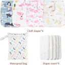 HappyFlute 9 Sets Newborn Baby Cloth Pocket Diapers Adjustable Reusable for Baby Boys and Girls(6-33 pounds,0-3 Years),One Wet Bag+4Diapers and 4Inserts (AD08)