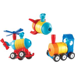 Learning Resources 1-2-3 Build It! Rocket-Train-Helicopter - 17 Pieces, Ages 2+, Creative Thinking, Toddler Building, STEM, Early Engineering Toys