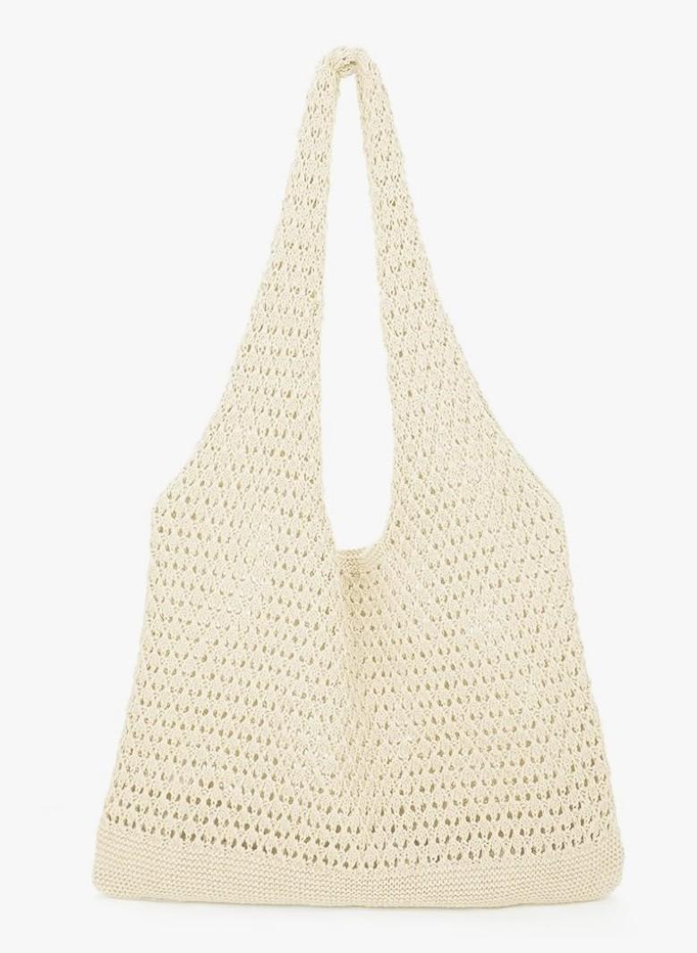 WHIPPY Crochet Tote Bag for Women Cute Crochet Mesh Beach Tote Summer Vacation Aesthetic Boho Knit Bag for Women Shoulder