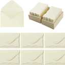 100 Pack Mini Envelopes with Blank Note Cards - Small Self-Adhesive Envelopes for Business Cards (4 x 2.7 Inches, Cream)