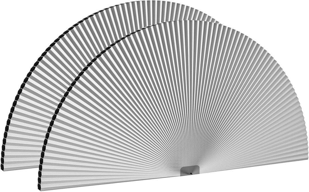 Myshade Arch Window Shades Half Circle Blackout Cellular Shades Cordless No Drill Blinds for Windows Half Moon Honeycomb Fabric No Tools Room Darkening Shades Easy Install (2PCS White 48" W X 24" H)