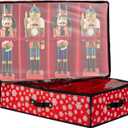 2 Pack Durable Christmas Nutcracker & Holiday Figures Storage Box with Clear Lid - Adjustable Dividers Hold 4 Figurines Up to 16 - Ornament Storage Container for Holiday Decor Accessories