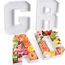 GRAD Set Cardboard Letter for Charcuterie 10.2'' Congrats Grad Fillable Tray Charcuterie Paper Box for Graduation Party Decorations Chocolate Candy Cupcake Container (White)