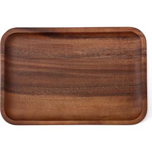 Serving Acacia Wood Valet Tray for Men Women, Catch All Acacia Mens Key Dump Bedside Nightstand Organizer EDC Decorative Wooden Tray for Phone Watch Wallet Keys Jewelry (1 Pcs)