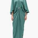 BABEYOND 1920s Satin Cocoon Gown - Hollywood Style Robe Great Gatsby Party Outfit Women's Batwing Sleeves Art Deco Coat Robe,Turquoise, M