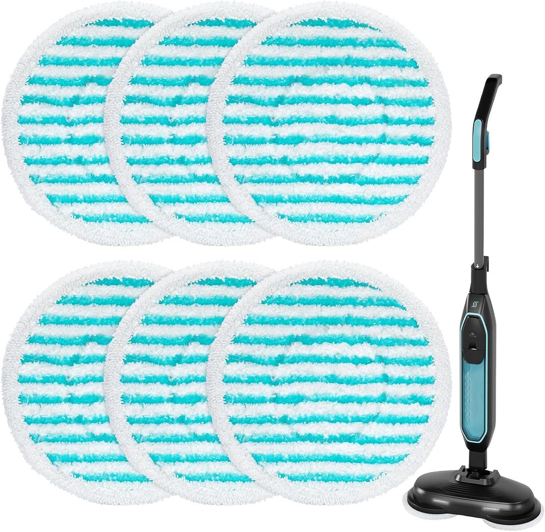 iSingo 6 Pack Mop Pads Replacement Compatible with Pursteam ScrubMaster Steam Mop Cleaner, Washable & Resuable Microfiber Mop Head Refills