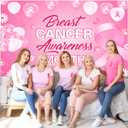 Breast Cancer Awareness Backdrop Decorations 8x6ft Pink Ribbon Party Banner for Charity Activities Fundraiser Home Office October Breast Cancer Month Background Supplies