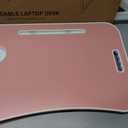 ZEAPTAC Laptop Bed Desk, Foldable Lap Desk, Portable Lap Table, Laptop Stand with Cup Holder & Tablet Slot & Lifting Handle for Working Writing Drawing & Eating - Rose Pink