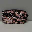京都藝美堂 Nishijin Woven Cosmetic Pouch Japanese Pattern, Made in Japan, Black (Sakura design)