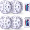 Submersible LED Lights Remote Control, RGB Multi Color Changing Waterproof Light for Pool, Vase Base, Spa, Aquarium, Pond, Hot Tub, Decoration, Party, 4-Pack