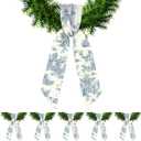 XunYee 6 Pcs Wreath Sash for Front Door Wreath Sash for Embroidery Monogram Garland Decor Accessories Wedding 4th of July Party Yard Indoor Outdoor Wall Cabinet Kitchen(Toile De Jouy) (Blue and White)