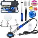Soldering Iron Kit, 100W High-Power LCD Digital Soldering Iron, Circuit Board Repair Soldering Kit with Magnifying Glass Helping Hands, Adjustable Temperature Solder Welding Tools