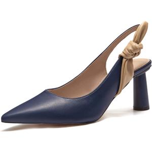 Rilista Women's Slingback Closed Pointed Toe Heels Bowknot Slip On Weding Party Dress Pumps (Blue)