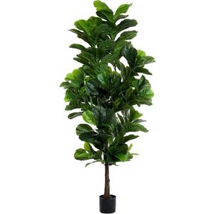 FLOWORLD Fiddle Leaf Fig Tree 6ft Tall Artificial Tree in Plastic Pot Fake Ficus Lyrata Plants with 184 Decorative Fiddle Leaves Faux Fig Trees for Home Office Living Room Decor Indoor Outdoor