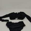 NESY Womems Swimsuits Long Sleeve Two Piece Rash Guard UV Protection Crop Top Bathing Suits, 1-sy567005,  Black, Small