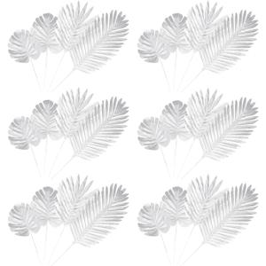 Silver Faux Leaves Artificial Leaves for Wedding Props Decorative Silver Leaves for Home Party Banquet Holiday Indoor and Outdoor Floral Arrangements 18.50 X 7.48 in
