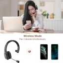 Trucker Bluetooth Headset V5.0, Wireless Headset with Noise Canceling&Mute Microphone for Cell Phones, On Ear Bluetooth Headphone for Computer, Zoom Meetings, Skype, Home Office