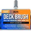 Medium Boat Deck Brush, Heavy-Duty Marine Brush Head, 8" Bristle with Bumper, 3/4" Thread Handle, for RV, Truck, and Auto Cleaning