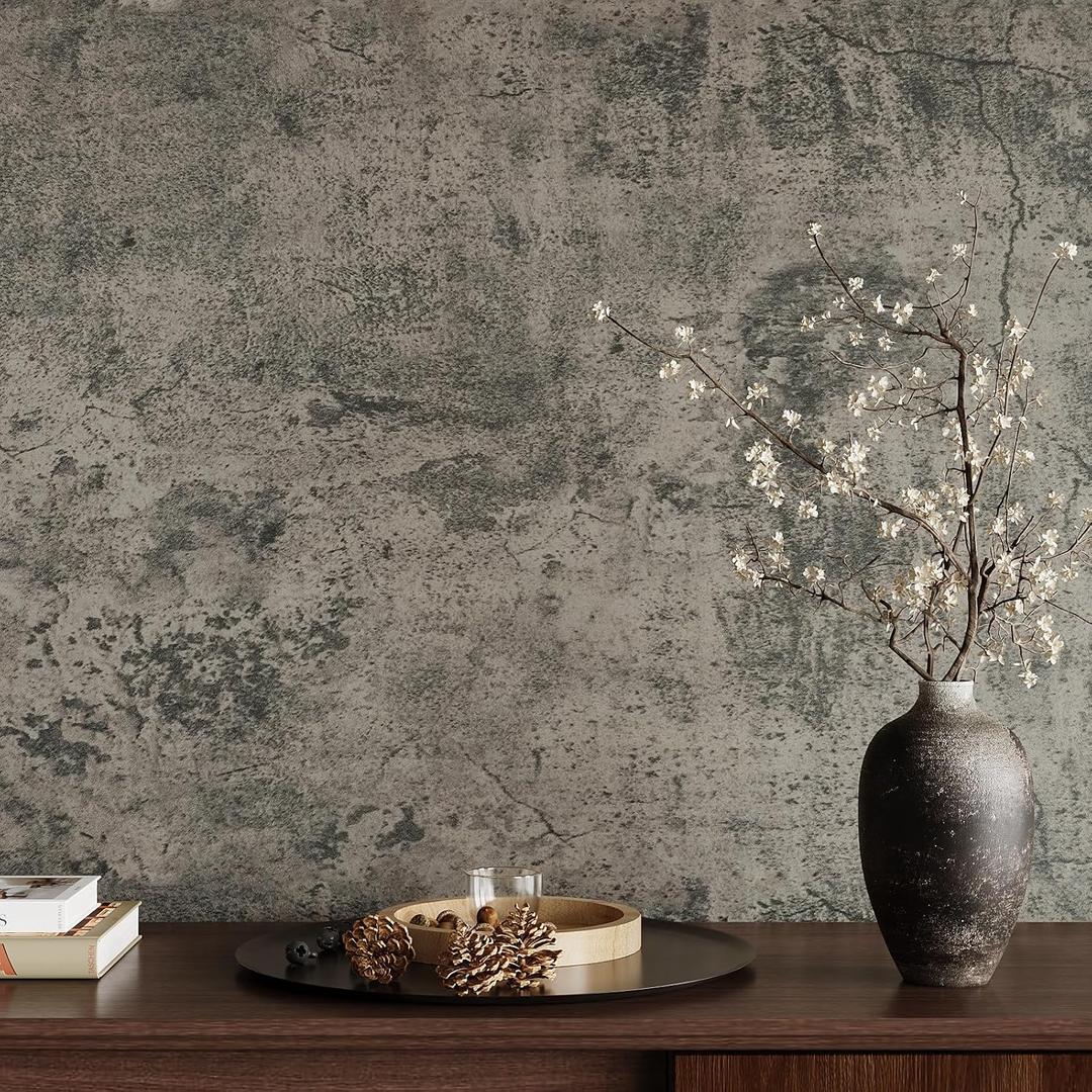 VaryPaper 15.7''x78.7'' Thick Weathered Concrete Wallpaper Peel and Stick Textured Cement Contact Paper Waterproof Self Adhesive Vinyl Concrete Wall Paper Roll for Bathroom Kitchen Countertops Table (Tan Grey)