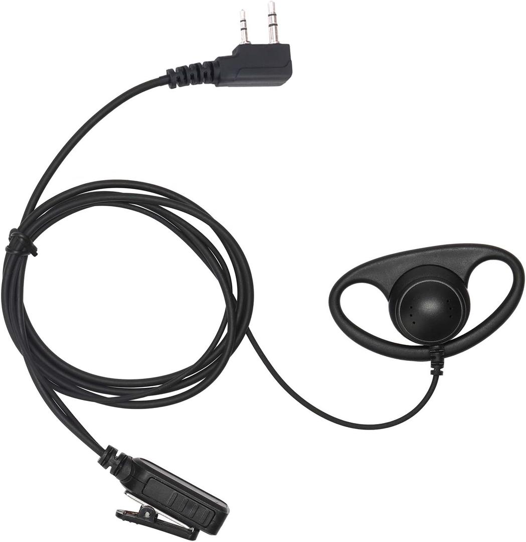 Earpiece Surveillance Kit Compatible with BaoFeng, BTECH, Kenwood Walkie Talkie with PTT Mic Headset Accessories (D-Shaped)
