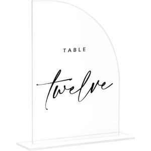 10 Pack Clear Acrylic Half Arch Sign with Stand | 5x7 Inch Half Arch Acrylic Blank Sign and Base, DIY Wedding Table Numbers, Wedding Signage, Events& Parties (Clear, 5x7 Inch)