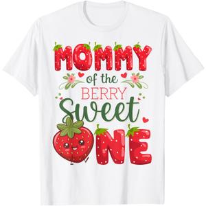 Mommy Of The Berry Sweet One 1St Birthday Strawberry T-Shirt (Small)
