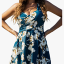 COCOPEAR Women's Elegant Crossover One Piece Swimdress Floral Skirted Swimsuit Size 6XL
