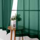 Lecloud Hunter Green Sheer Curtains 54 Inch Length 2 Panels, Voile Light Filtering Curtains with Rod Pocket, Transparent Tulle Drapes for Bedroom Laundry, Each Panel 42 X 54 Inch
