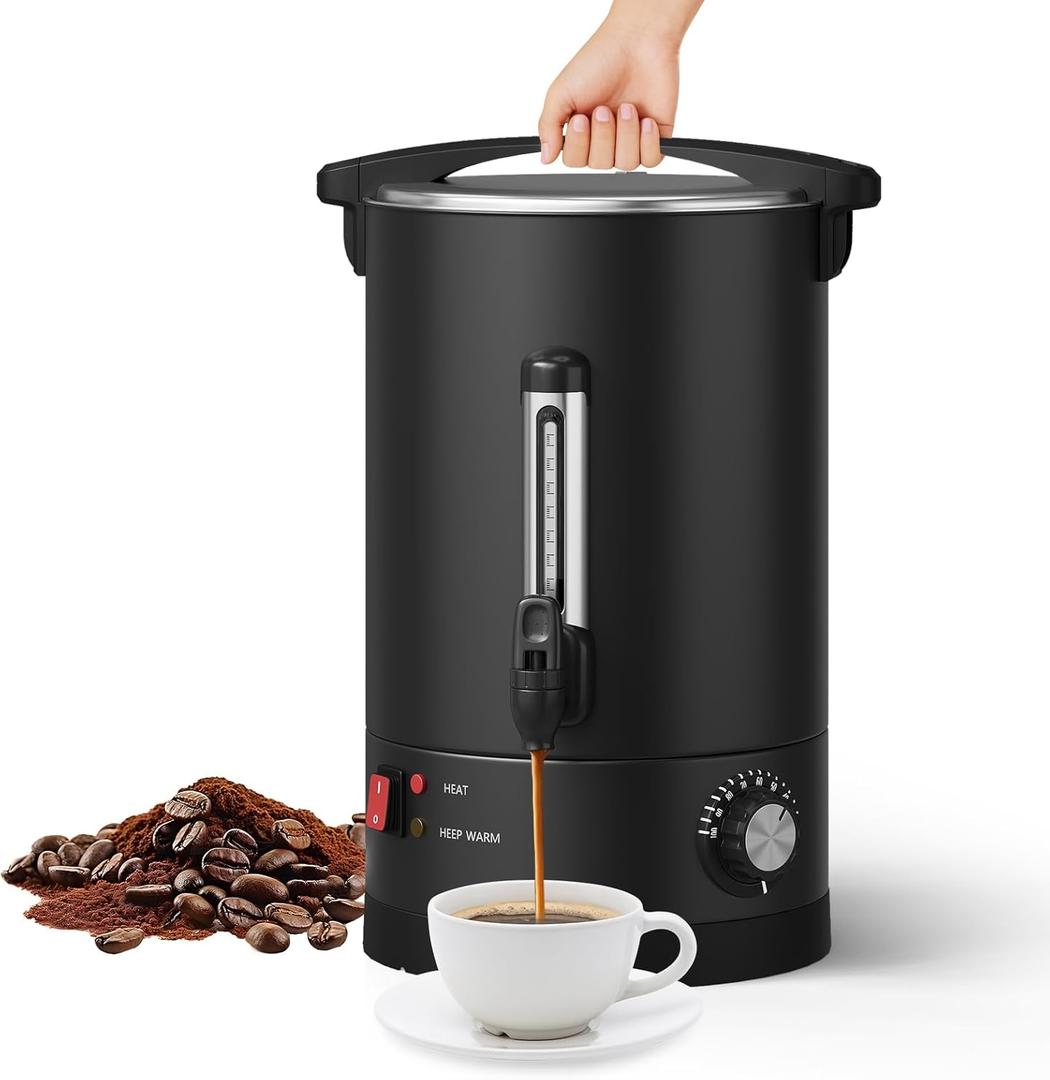 12 L/80 Cups Commerical Coffee Urn, 3.2 Gal Double-Wall Stainless Steel Coffee Maker - Large Capacity Hot Water & Coffee Dispenser for Wedding, Catering, Event